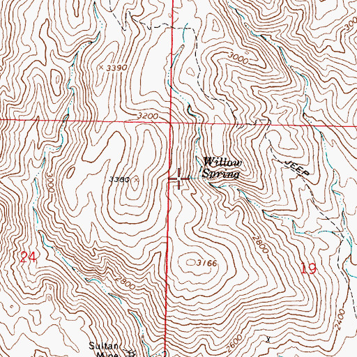 Topographic Map of Willow Spring, AZ