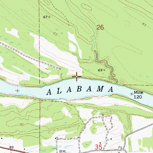 Topographic Map of H. S. Evans Landing (historical), AL