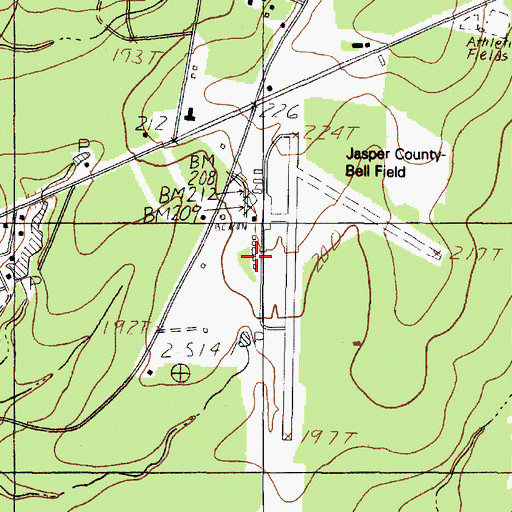 Topographic Map of Jasper County Airport-Bell Field, TX