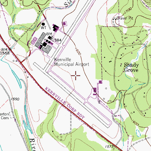 Topographic Map of Kerrville Municipal Airport/Louis Schreiner Field, TX