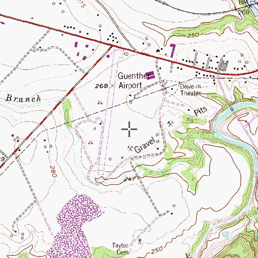 Topographic Map of Guenther Field/La Grange Municipal Airport (historical), TX