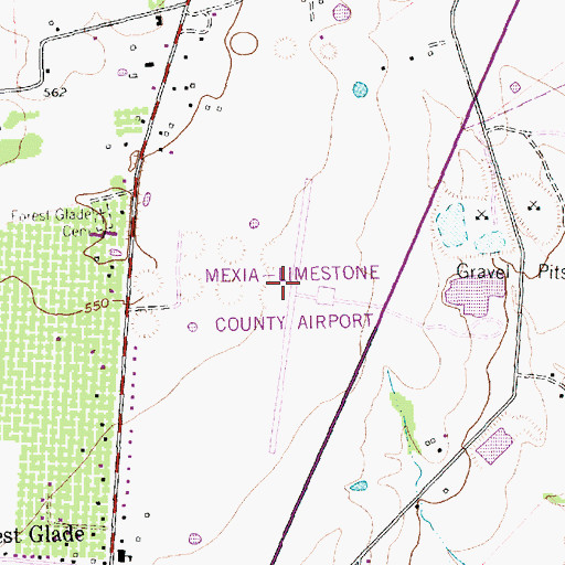 Topographic Map of Mexia-Limestone County Airport, TX