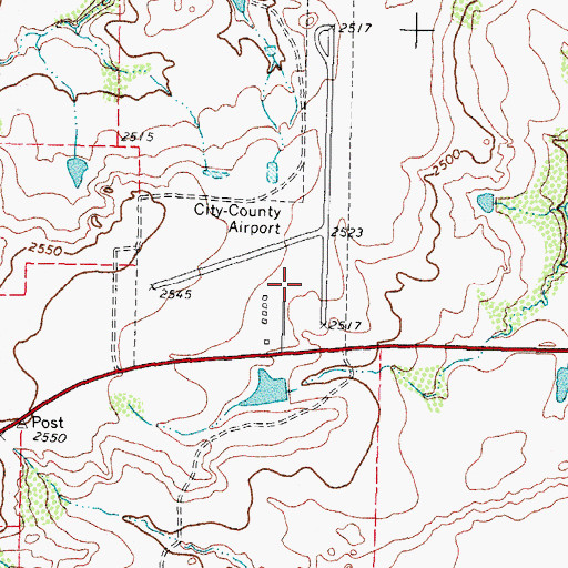 Topographic Map of Post-Garza County Municipal Airport, TX
