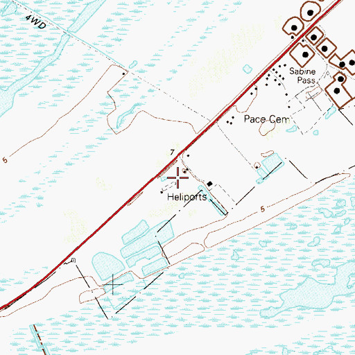 Topographic Map of HHI-Sabine Heliport, TX