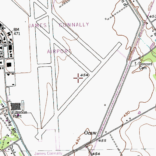 Topographic Map of TSTC Waco Airport, TX