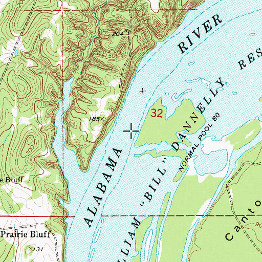Topographic Map of Hobbs Bar (historical), AL