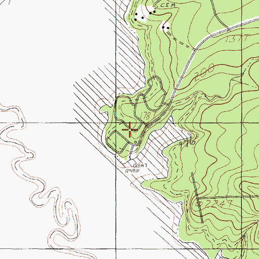Topographic Map of Townsend Recreation Site, TX