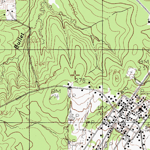 Topographic Map of Broaddus Cemetery, TX