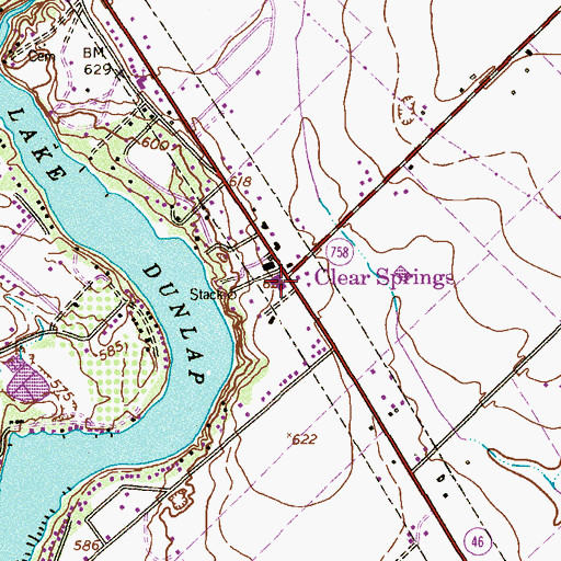 Topographic Map of Clear Springs, TX