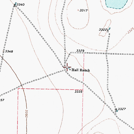 Topographic Map of Hall Ranch, TX