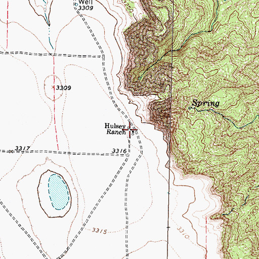 Topographic Map of Hulsey Ranch, TX