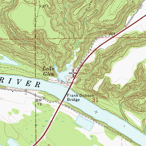Topographic Map of Holleys Ferry Access Point Park, AL