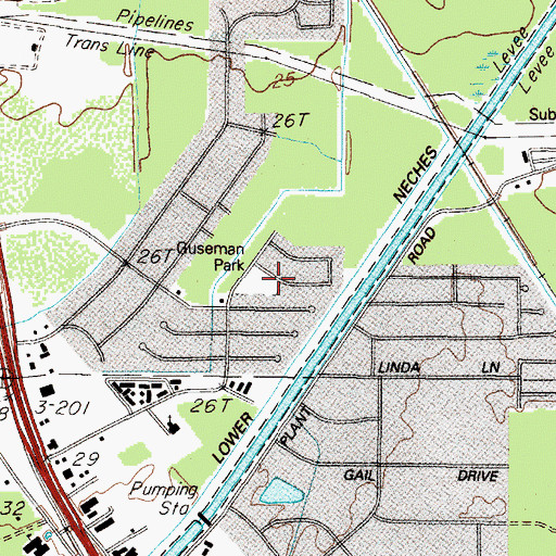 Topographic Map of Guseman Park, TX