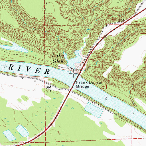 Topographic Map of Holly Ferry (historical), AL