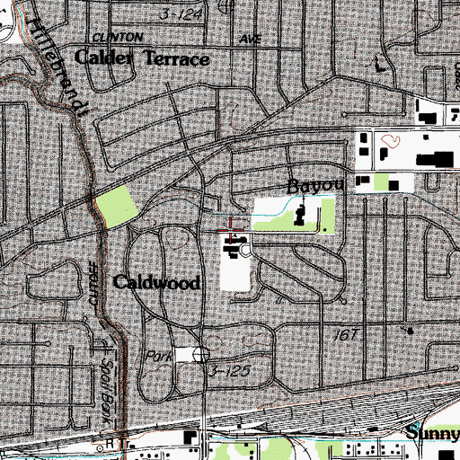 Topographic Map of Caldwell School, TX
