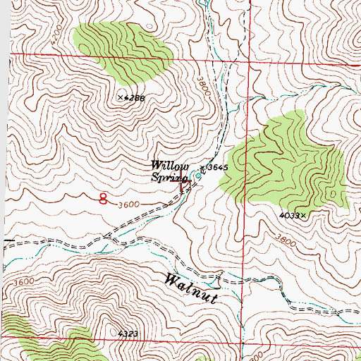 Topographic Map of Willow Spring, AZ