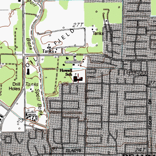 Topographic Map of Howell School, TX