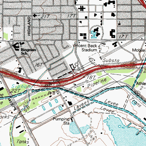 Topographic Map of Gladys City Boom Town Museum, TX