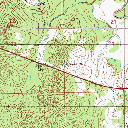 Topographic Map of Hopewell Church, AL