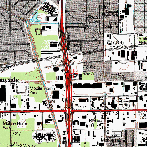 Topographic Map of KBMT Radio Tower (Beaumont), TX