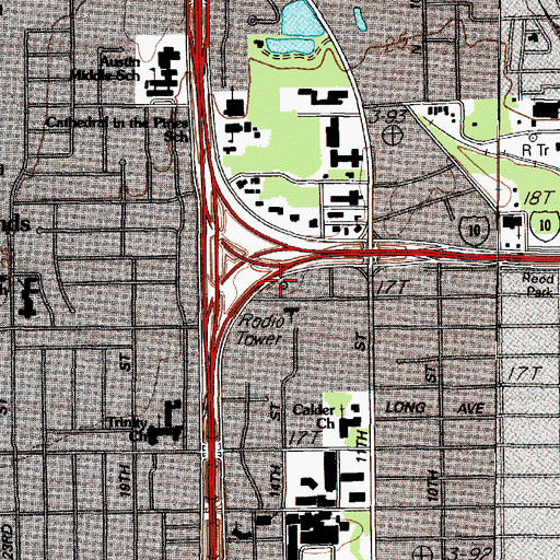 Topographic Map of KFDM Radio Tower (Beaumont), TX
