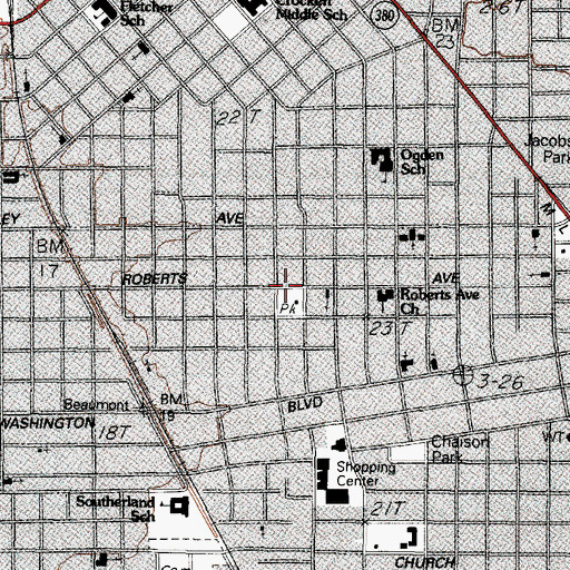 Topographic Map of Roberts Park, TX