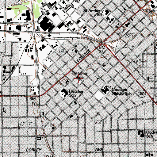 Topographic Map of Fletcher Park, TX