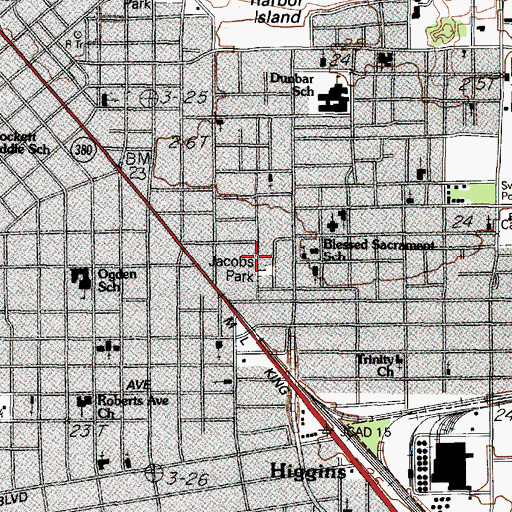 Topographic Map of Jacobs Park, TX