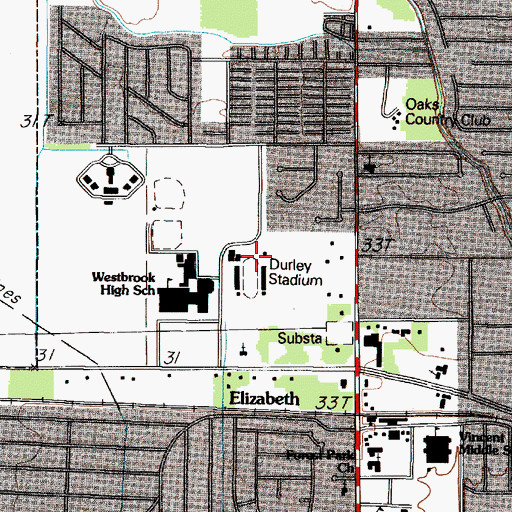 Topographic Map of Durley Stadium, TX