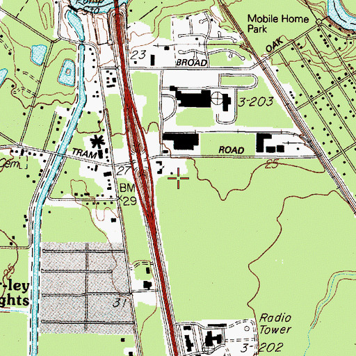 Topographic Map of Freeway Church, TX