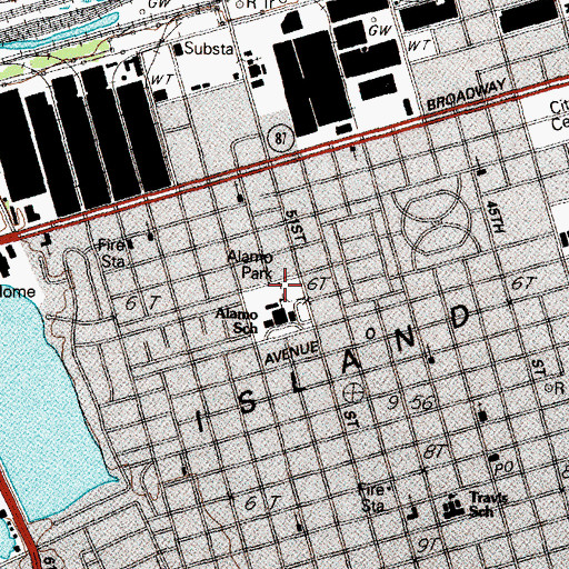 Topographic Map of Alamo Park, TX