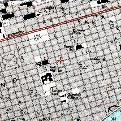 Topographic Map of Ball High School North, TX
