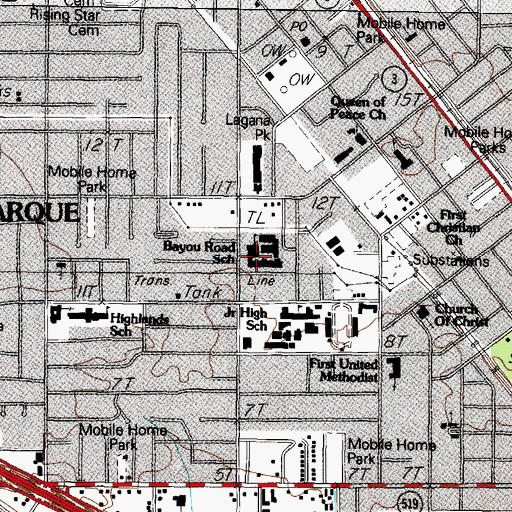 Topographic Map of Bayou Road Elementary School, TX