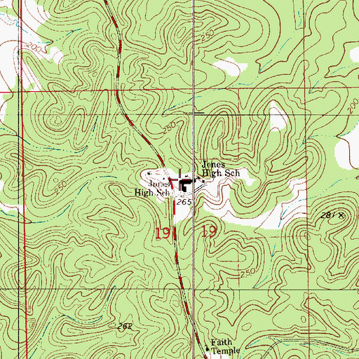 Topographic Map of Jones High School, AL