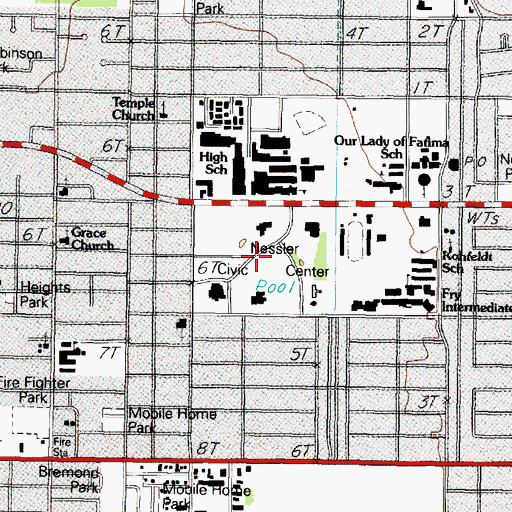 Topographic Map of Carl Nessler Civic Center, TX