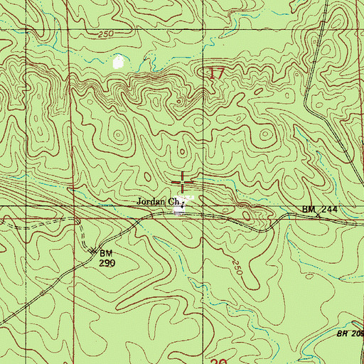 Topographic Map of Jordan Church, AL