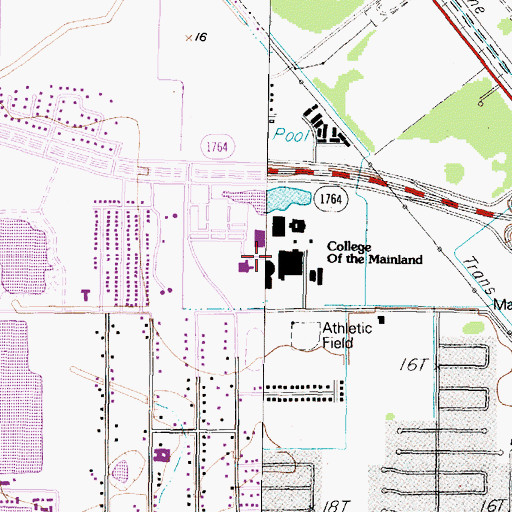 Topographic Map of College of the Mainland - Main Campus, TX