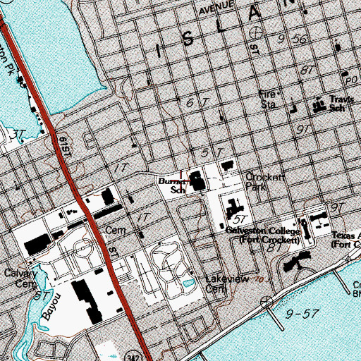 Topographic Map of Crockett Park, TX
