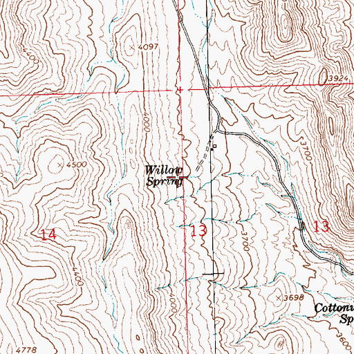 Topographic Map of Willow Spring, AZ