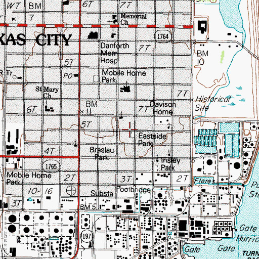 Topographic Map of Eastside Park, TX