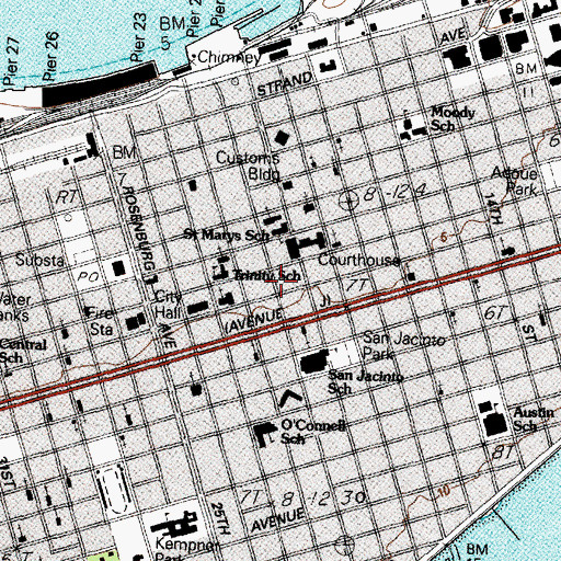 Topographic Map of First Church, TX