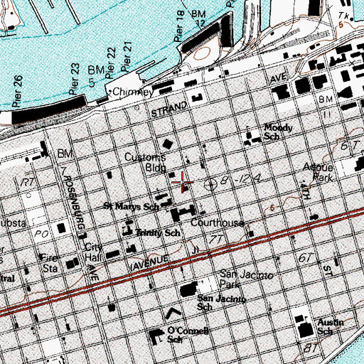Topographic Map of First Presbyterian Church, TX