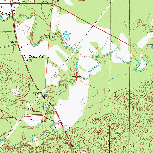Topographic Map of Lewis Creek, AL