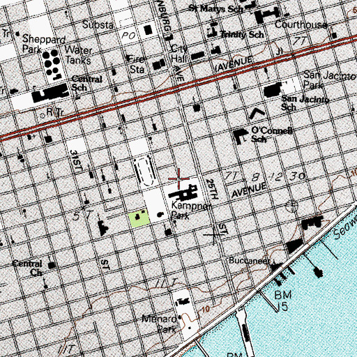 Topographic Map of Galveston Catholic School, TX