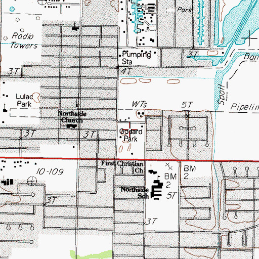 Topographic Map of Goddard Park, TX