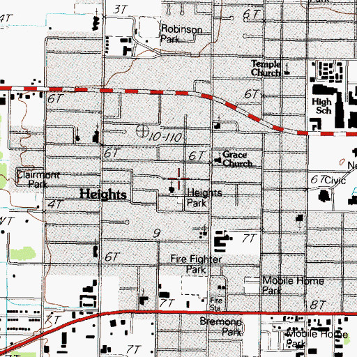 Topographic Map of Heights Park, TX