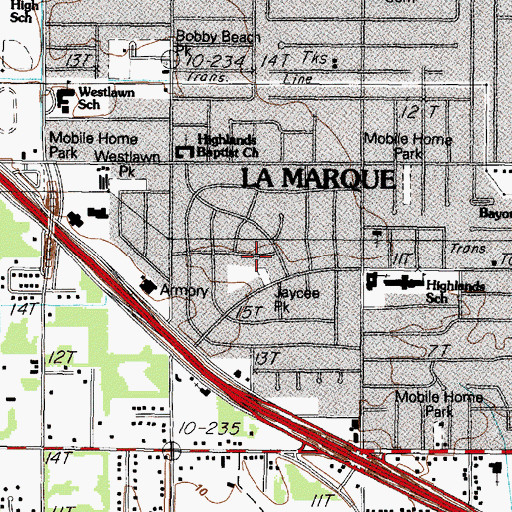 Topographic Map of Jaycee Park, TX