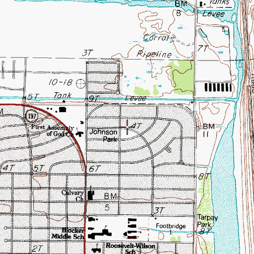 Topographic Map of Johnson Park, TX