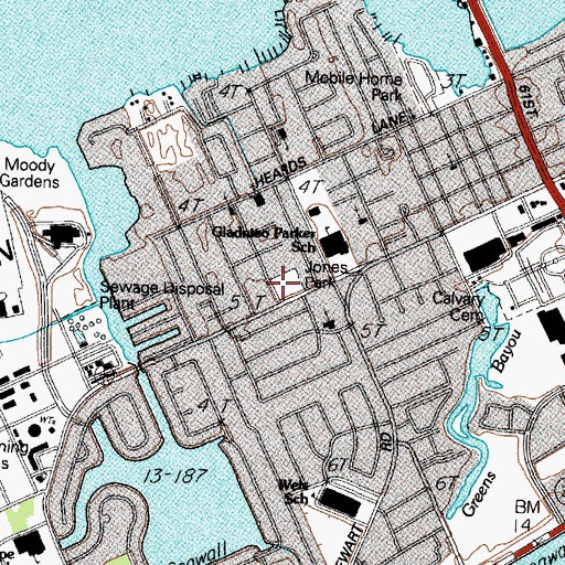 Topographic Map of Jones Park, TX