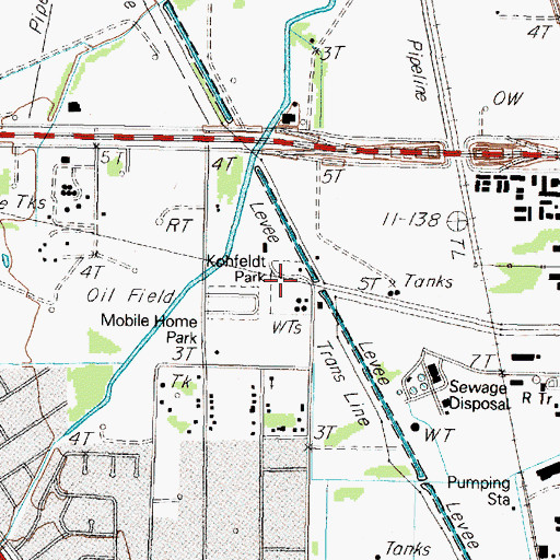Topographic Map of Kohfeldt Park, TX